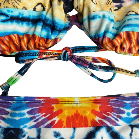 Body Glove ☼ Underwire D Cup 2 Piece String Bikini Set ☼ Mixed Tribal Tie Dye ☼ - Picture 3 of 14